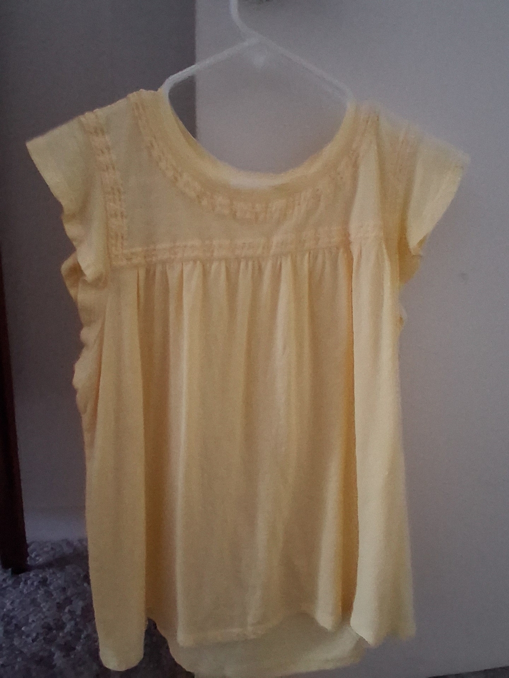 Girls' Yellow Flutter Sleeve Top